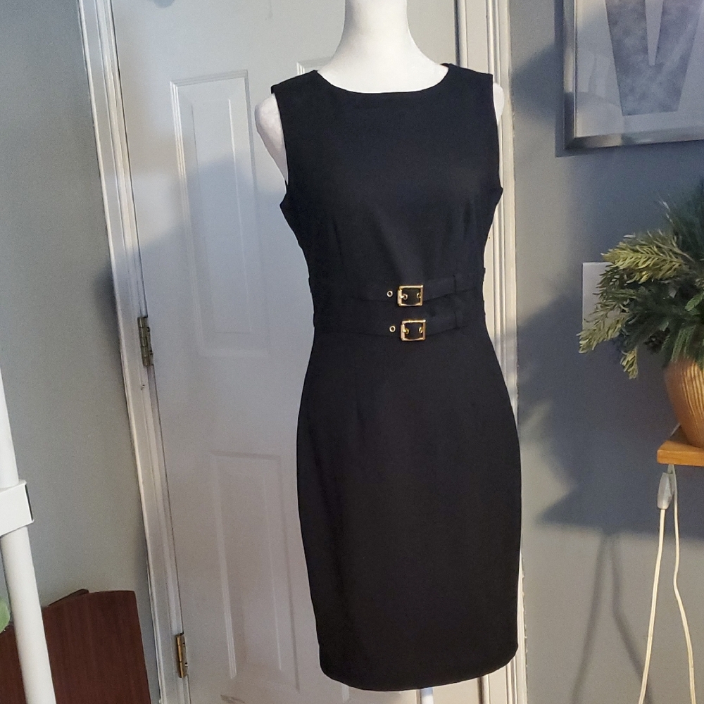 Calvin Klein Black Double-Belted Mini Dress